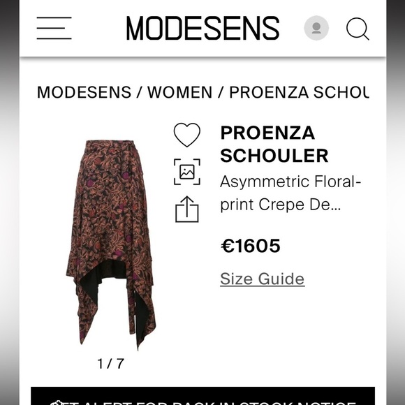 PROENZA SCHOULER Asymmetric printed crepe skirt BLACK LABEL NWT - Picture 7 of 7